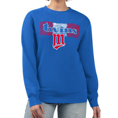 Minnesota Twins Starter Women's Team Color Shading Fleece Pullover Sweatshirt - Royal