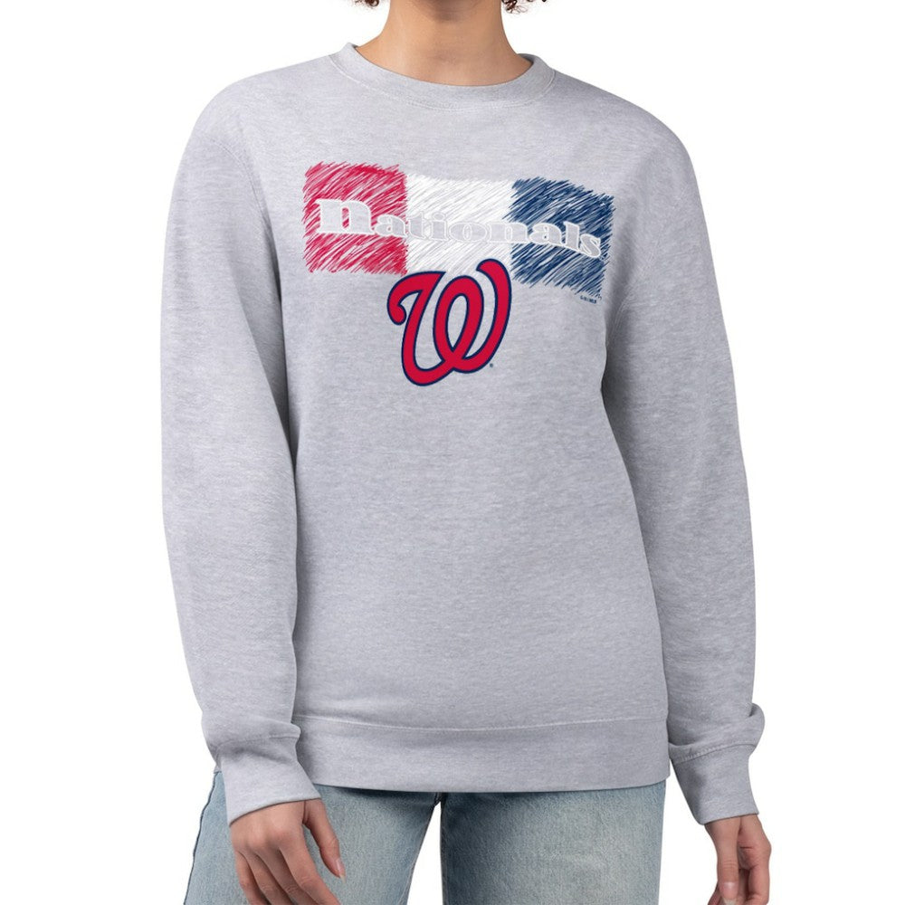 Washington Nationals Starter Women's Team Color Shading Fleece Pullover Sweatshirt - Gray