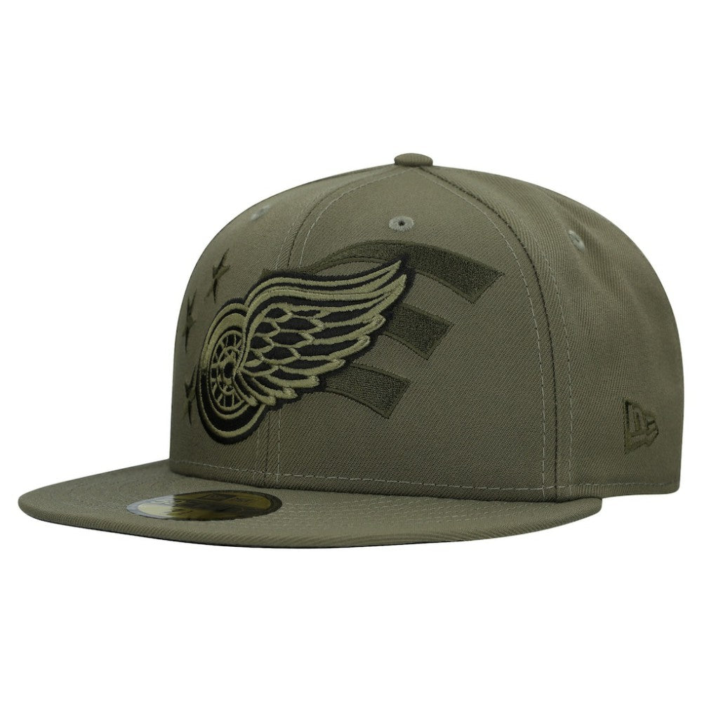 Detroit Red Wings New Era Military Appreciation Flag 59FIFTY Fitted Hat Olive