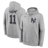Anthony Volpe New York Yankees Player Name & Number Club Fleece Pullover Hoodie - Heather Gray | Nike