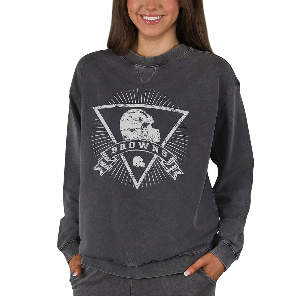 Cleveland Browns Concepts Sport Women's Boxy Mist French Terry Long Sleeve Top - Charcoal discount