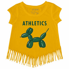 Athletics Tiny Turnip Girls Youth Balloon Dog Fringe T-Shirt - Gold