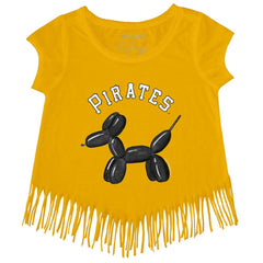 Pittsburgh Pirates Tiny Turnip Girls Youth Balloon Dog Fringe T-Shirt - Gold