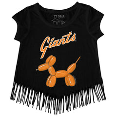 San Francisco Giants Tiny Turnip Girls Youth Balloon Dog Fringe T-Shirt - Black