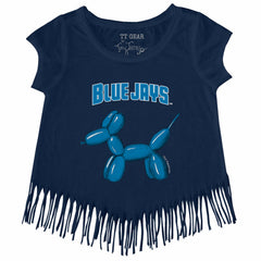 Toronto Blue Jays Tiny Turnip Girls Youth Balloon Dog Fringe T-Shirt - Navy