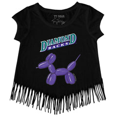 Arizona Diamondbacks Tiny Turnip Girls Youth Balloon Dog Fringe T-Shirt - Black