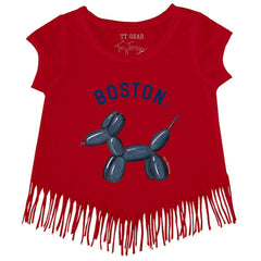 Boston Red Sox Tiny Turnip Girls Youth Balloon Dog Fringe T-Shirt - Red