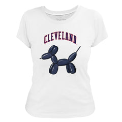 Cleveland Guardians Tiny Turnip Women's Balloon Dog T-Shirt - White