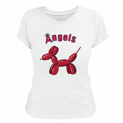 Los Angeles Angels Tiny Turnip Women's Balloon Dog T-Shirt - White