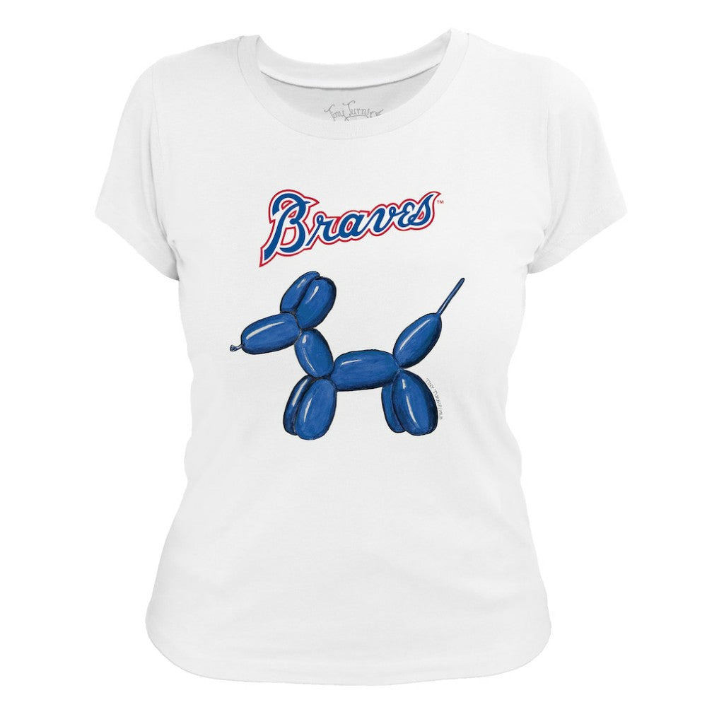 Atlanta Braves Tiny Turnip Women's Balloon Dog T-Shirt - White
