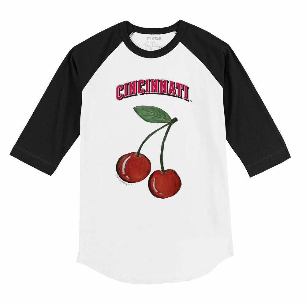Cincinnati Reds Tiny Turnip Youth Cherries 3/4-Sleeve Raglan Baseball T-Shirt - White