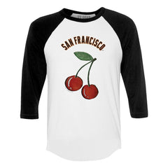 San Francisco Giants Tiny Turnip Women's Cherries 3/4-Sleeve Raglan Baseball T-Shirt - White