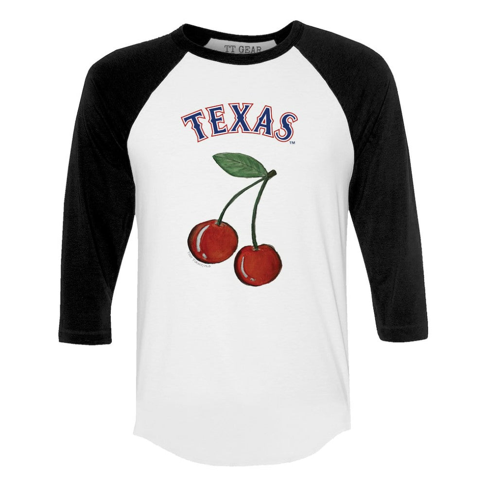 Texas Rangers Tiny Turnip Women's Cherries 3/4-Sleeve Raglan Baseball T-Shirt - White