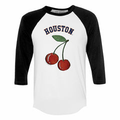 Houston Astros Tiny Turnip Women's Cherries 3/4-Sleeve Raglan Baseball T-Shirt - White