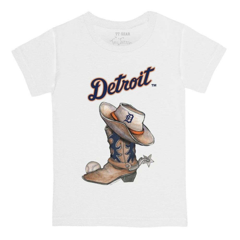 Detroit Tigers Tiny Turnip Youth Cowboy Boot T-Shirt - White