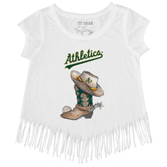 Athletics Tiny Turnip Girls Youth Cowboy Boot Fringe T-Shirt - White