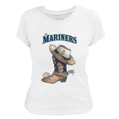 Seattle Mariners Tiny Turnip Women's Cowboy Boot T-Shirt - White