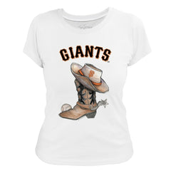 San Francisco Giants Tiny Turnip Women's Cowboy Boot T-Shirt - White