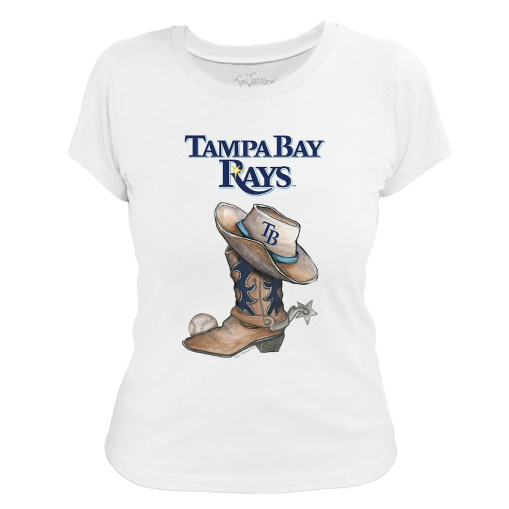 Tampa Bay Rays Tiny Turnip Women's Cowboy Boot T-Shirt - White