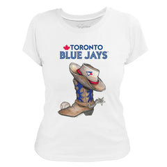 Toronto Blue Jays Tiny Turnip Women's Cowboy Boot T-Shirt - White