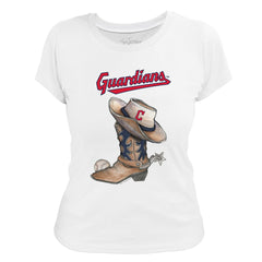 Cleveland Guardians Tiny Turnip Women's Cowboy Boot T-Shirt - White