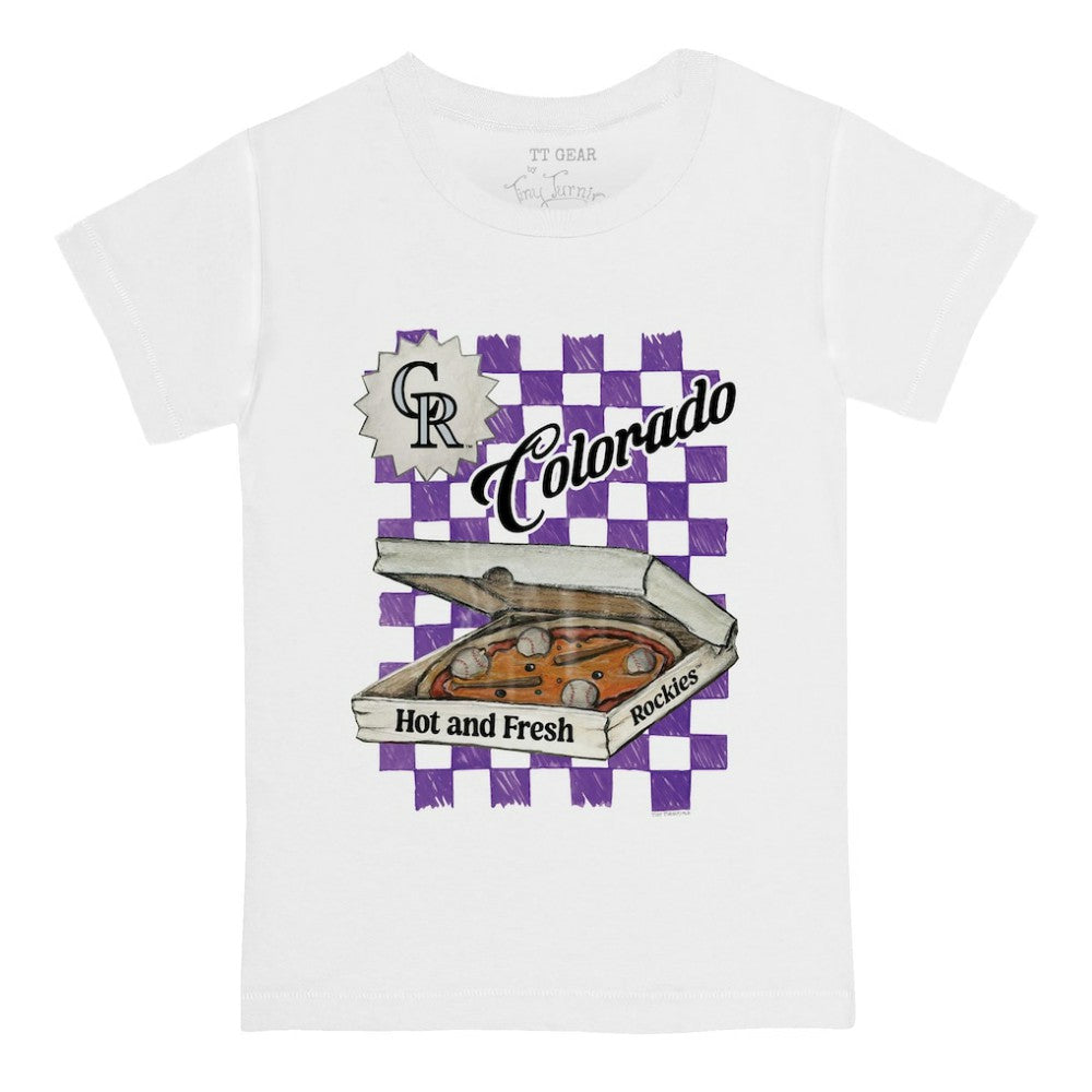 Colorado Rockies Tiny Turnip Youth Pizza T-Shirt - White