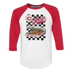Cincinnati Reds Tiny Turnip Women's Pizza 3/4-Sleeve Raglan Baseball T-Shirt - White/Red