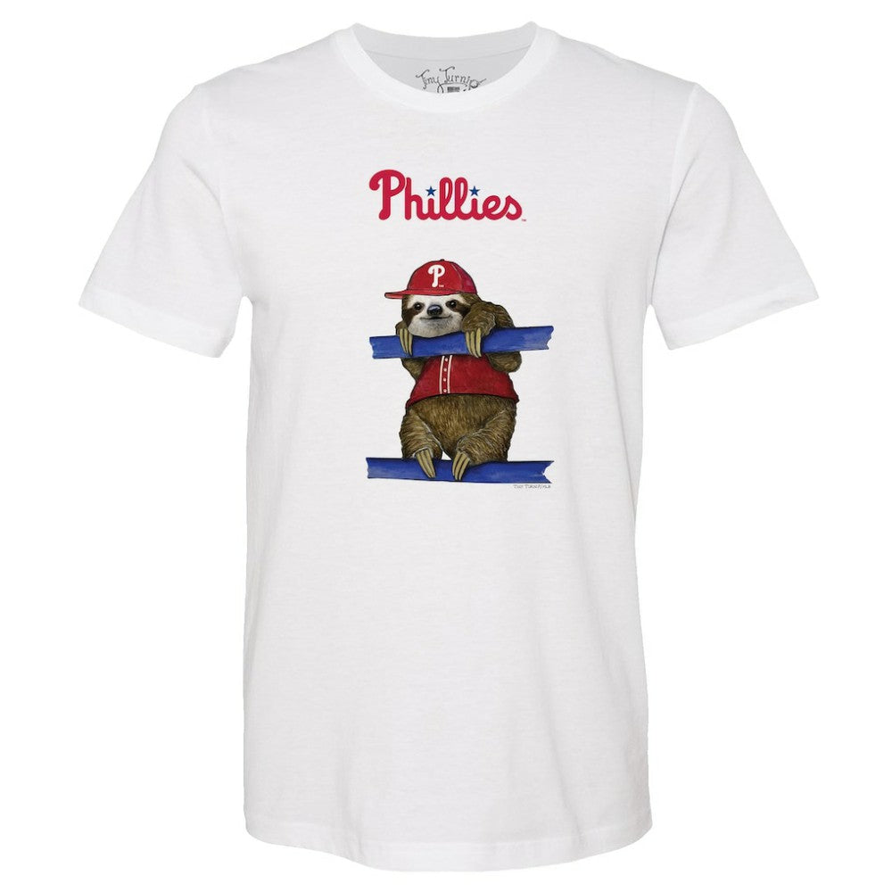 Philadelphia Phillies Tiny Turnip Unisex Sloth T-Shirt - White