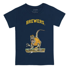 Milwaukee Brewers Tiny Turnip Youth Velociraptor T-Shirt - Navy