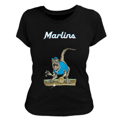 Miami Marlins Tiny Turnip Women's Velociraptor T-Shirt - Black