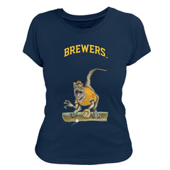 Milwaukee Brewers Tiny Turnip Women's Velociraptor T-Shirt - Navy