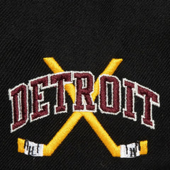 Detroit Red Wings Mitchell & Ness x Just Don Wave Script Pro Strapback Hat Black/Maroon