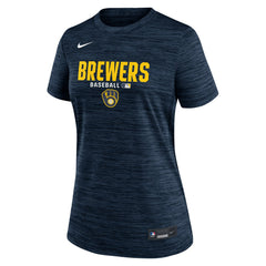 Milwaukee Brewers Women's Authentic Collection Velocity Dri-FIT T-Shirt - Navy | Nike