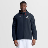 Atlanta Braves Authentic Collection Raglan Therma-FIT Full-Zip Hooded Jacket - Blue | Nike