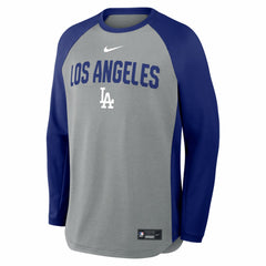 Los Angeles Dodgers Authentic Collection Raglan Dri-FIT Sweatshirt - Heather Charcoal | Nike