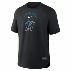 Miami Marlins Authentic Collection Batting Practice Pre-Game Raglan Dri-FIT Top - Black | Nike