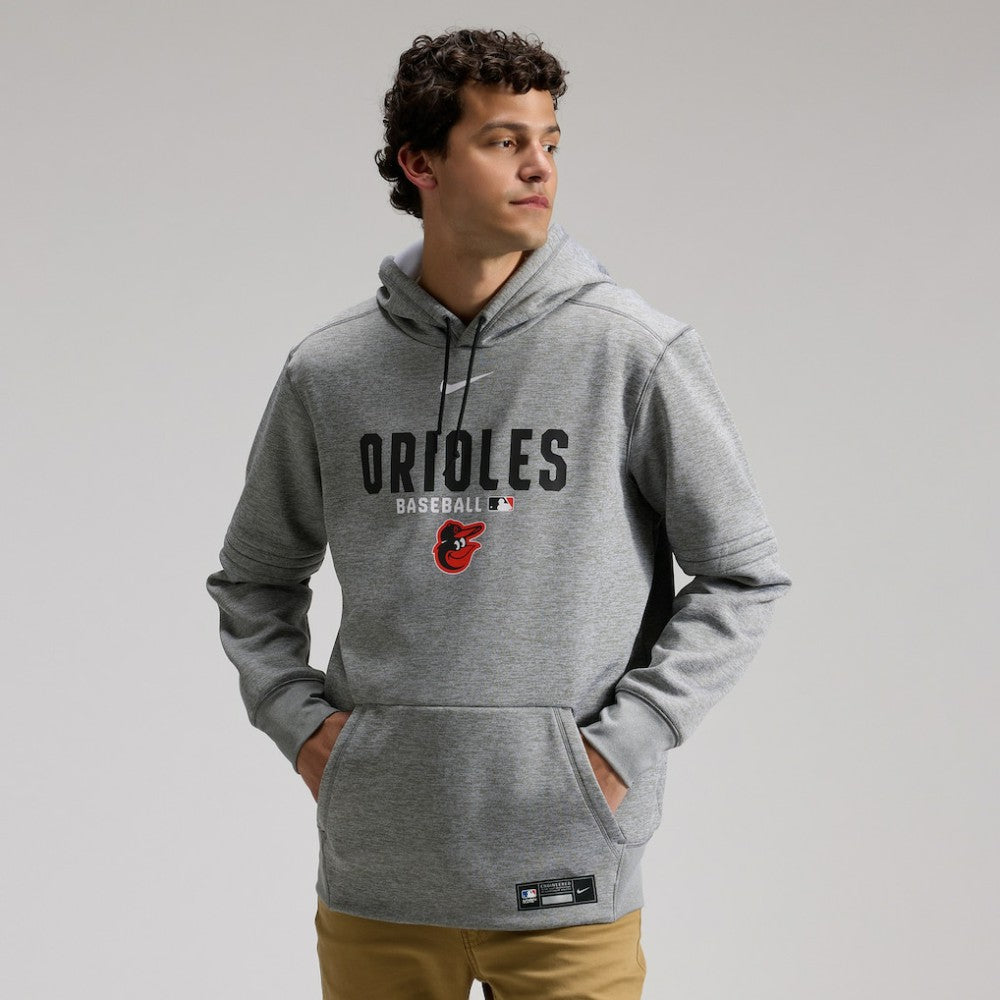 Baltimore Orioles Authentic Collection Therma-FIT Hoodie - Heather Charcoal | Nike