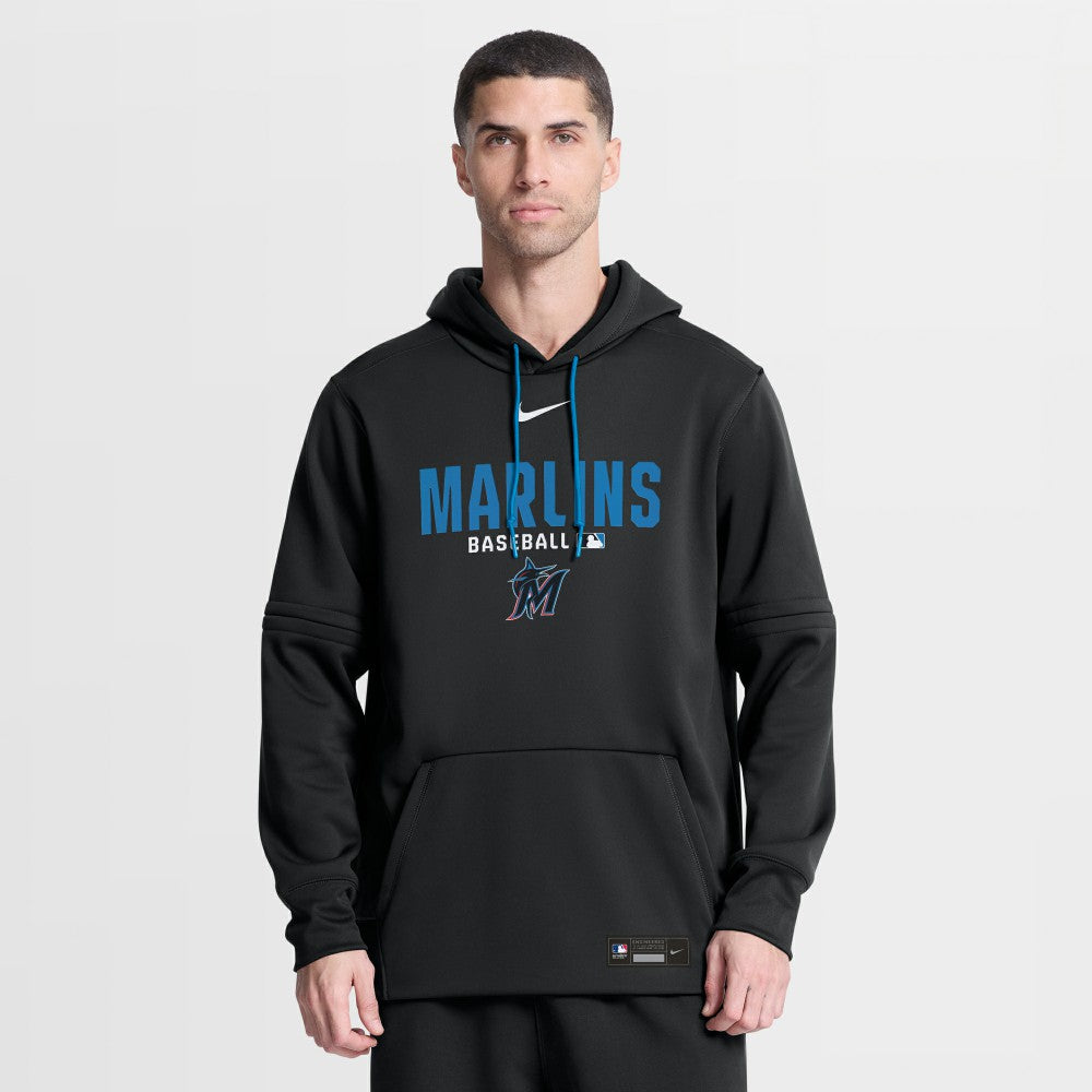 Miami Marlins Authentic Collection Therma-FIT Hoodie - Black | Nike