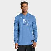 Kansas City Royals Authentic Collection Dri-FIT Long Sleeve Hooded T-Shirt - Light Blue | Nike