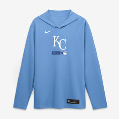 Kansas City Royals Authentic Collection Dri-FIT Long Sleeve Hooded T-Shirt - Light Blue | Nike