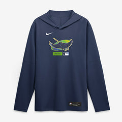 Tampa Bay Rays Authentic Collection Dri-FIT Long Sleeve Hooded T-Shirt - Navy | Nike