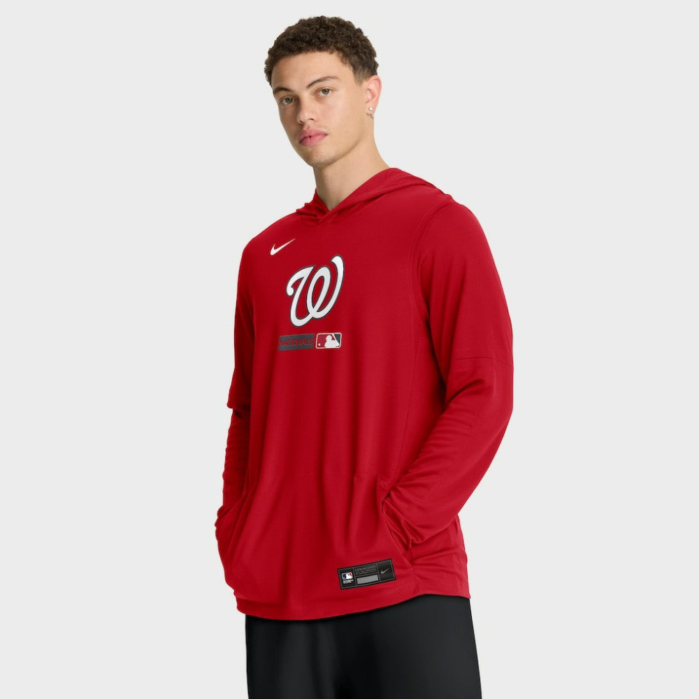Washington Nationals Authentic Collection Dri-FIT Long Sleeve Hooded T-Shirt - Red | Nike