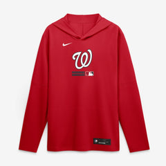 Washington Nationals Authentic Collection Dri-FIT Long Sleeve Hooded T-Shirt - Red | Nike