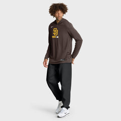San Diego Padres Authentic Collection Dri-FIT Long Sleeve Hooded T-Shirt - Brown | Nike