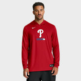 Philadelphia Phillies Authentic Collection Dri-FIT Long Sleeve Hooded T-Shirt - Red | Nike