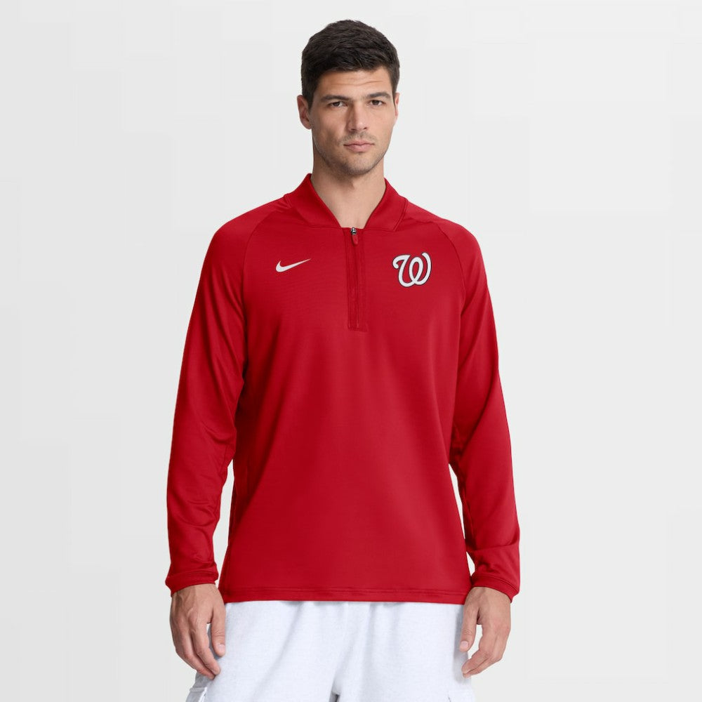 Washington Nationals Authentic Collection Dri-FIT Raglan Half-Zip Pullover - Red | Nike