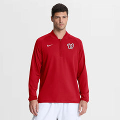 Washington Nationals Authentic Collection Dri-FIT Raglan Half-Zip Pullover - Red | Nike