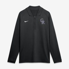 Colorado Rockies Authentic Collection Dri-FIT Raglan Half-Zip Pullover - Black | Nike