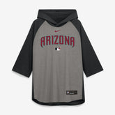 Arizona Diamondbacks Authentic Collection Flux Dri-FIT Raglan 3/4-Sleeve Hooded T-Shirt - Gray | Nike