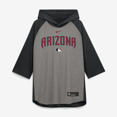 Arizona Diamondbacks Authentic Collection Flux Dri-FIT Raglan 3/4-Sleeve Hooded T-Shirt - Gray | Nike